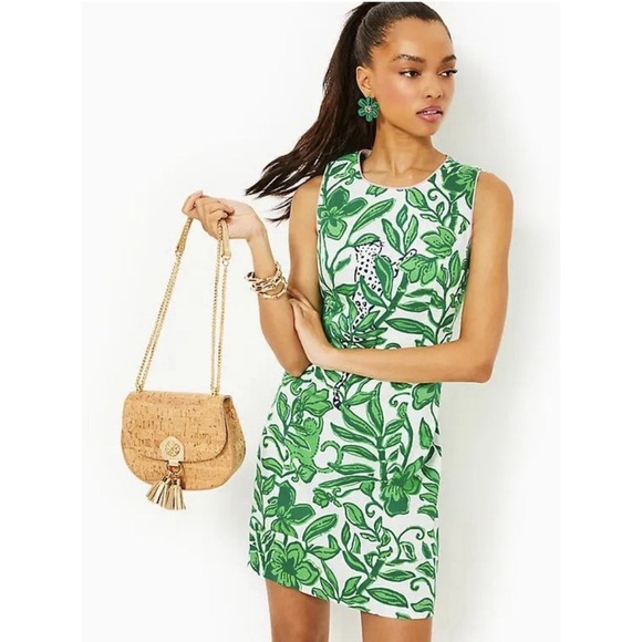 Lilly Pulitzer Dresses & Skirts - Lilly Pulitzer Mila Stretch Shift Dress Size 8 Fiddle Leaf Green Escape Plan